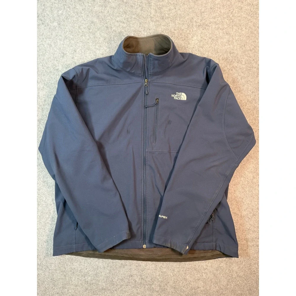 The North Face Apex Softshell Jacket Mens XXL Blue Full‎ Zip Fleece Lined Coat
